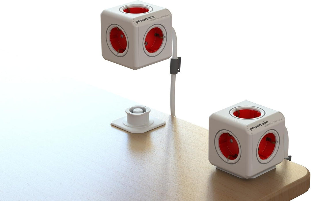 Allocacoc PowerCube Verlängerungskabel (3m, 5X Verteiler DE) 1307/DEEXPC Weiss,rot