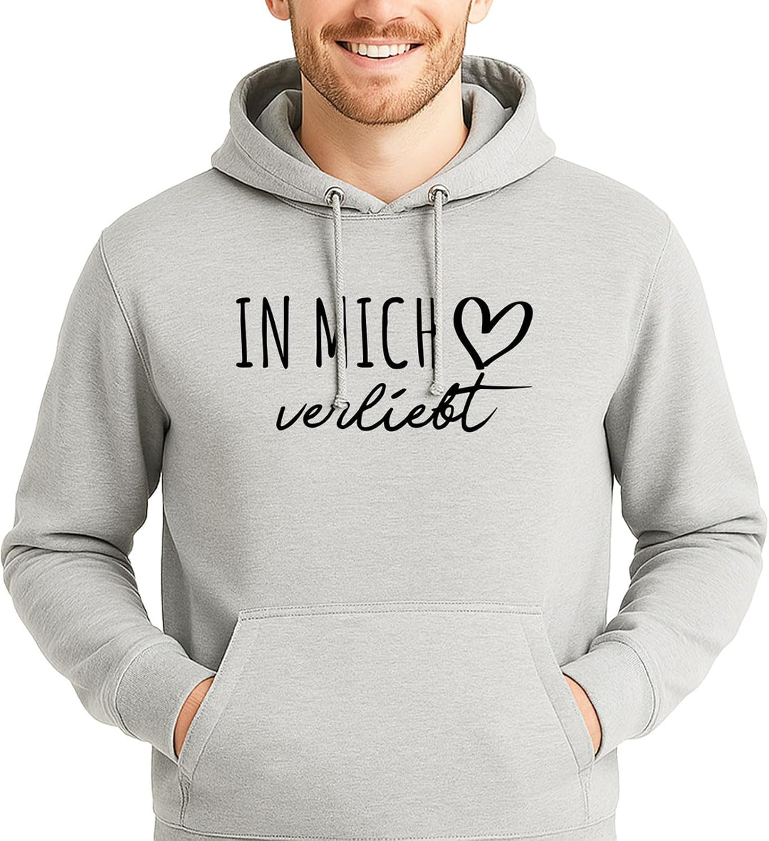 huuraa Unisex Hoodie In Mich verliebt Pullover Vegan Grösse S-3XL mit Motiv für die tollsten Mensche