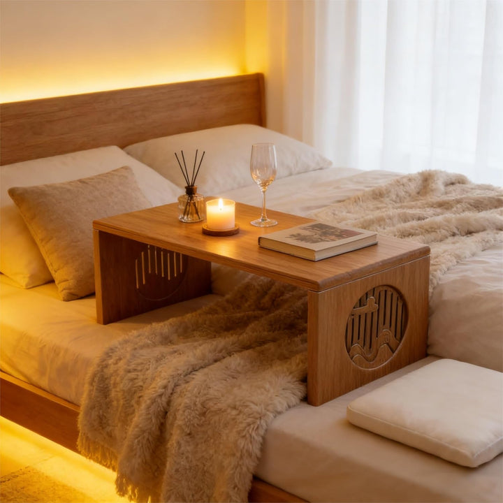Japanischer klappbarer Bodentisch, Bambus Meditations-Tisch zum Sitzen auf dem Boden, tragbarer Teet