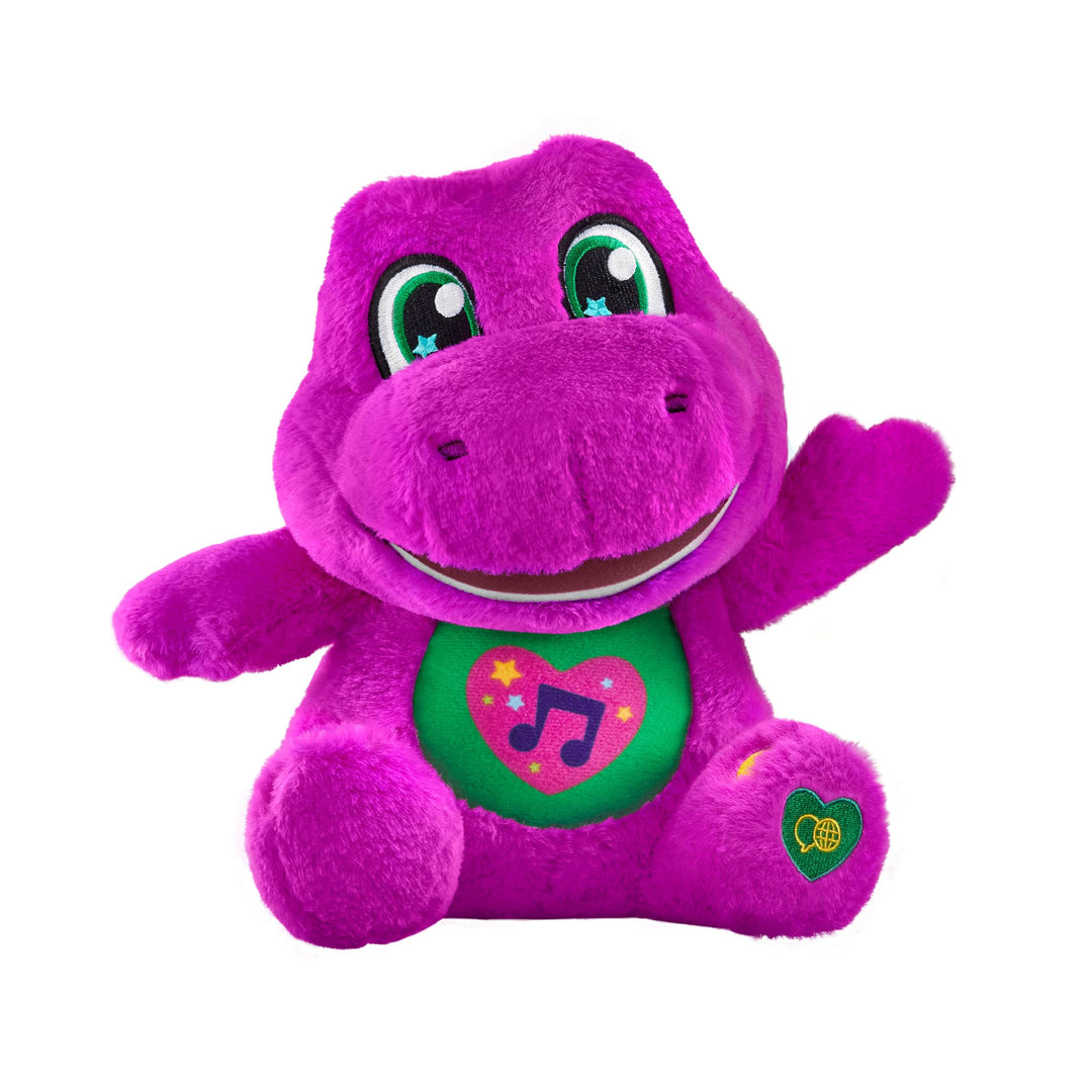 Barney – Barneys Sänger, Plüsch 25+ cm mit Geräuschen, spielt 10 Sätze und 5 Lieder in Englisch, Fra