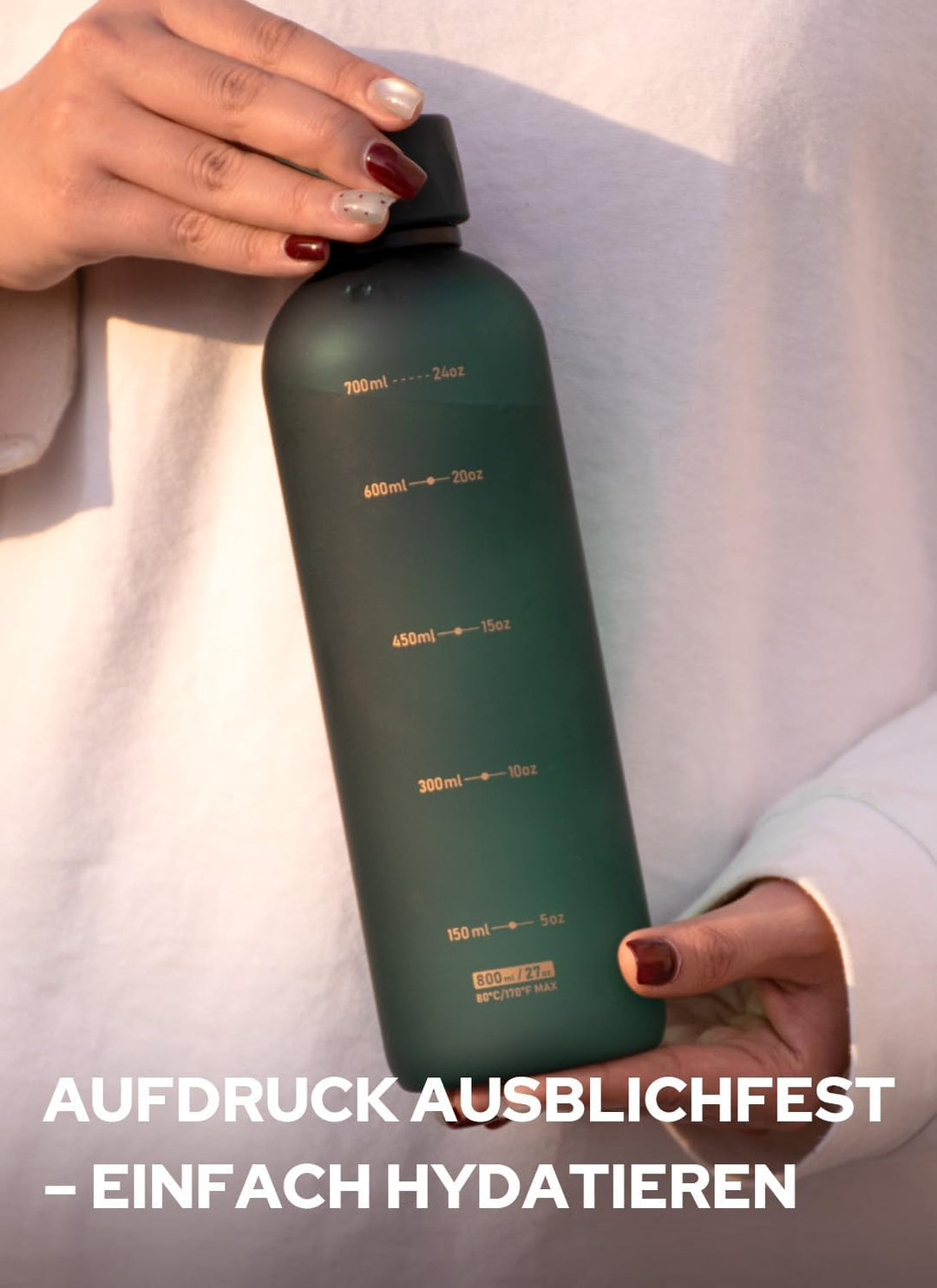 Opard Slim Pro Trinkflasche 800ml, Kohlensäuregeeignete Wasserflasche mit facettiertem gummiertem Gr