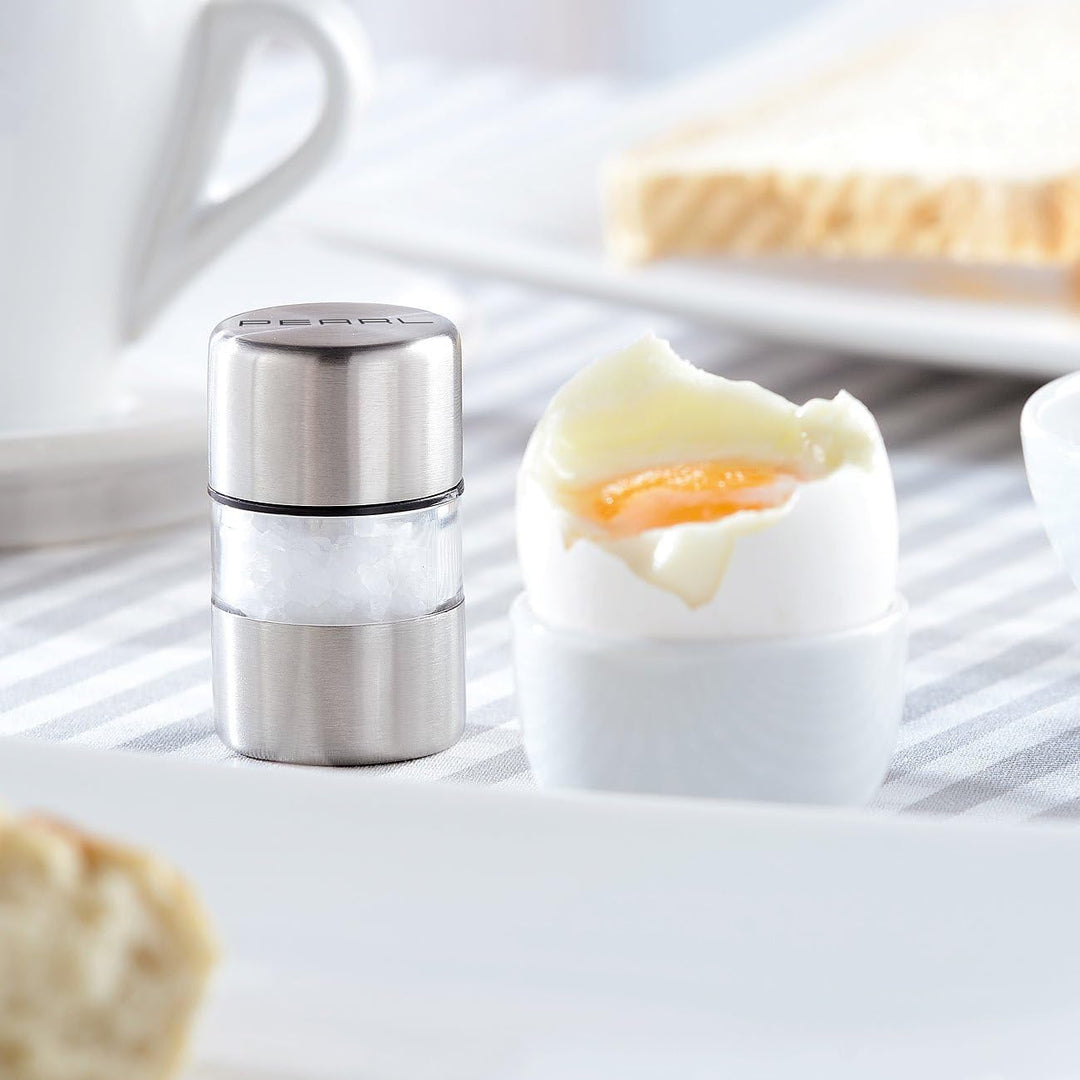 PEARL Camping Pfeffermühle: 6er-Set Mini-Salz-/Pfeffermühle, Edelstahl, Keramikmahlwerk, Ø 3 cm (Min
