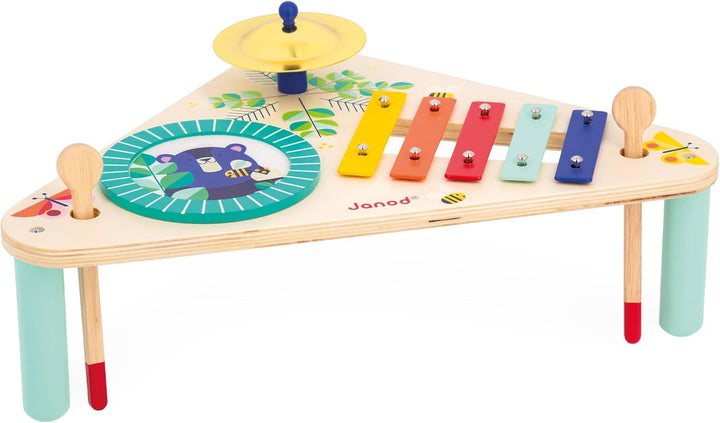 Janod - Gioia Musiktisch aus Holz 3 Kinderinstrumente - Rollenspiel und Musikalische Früherziehung -