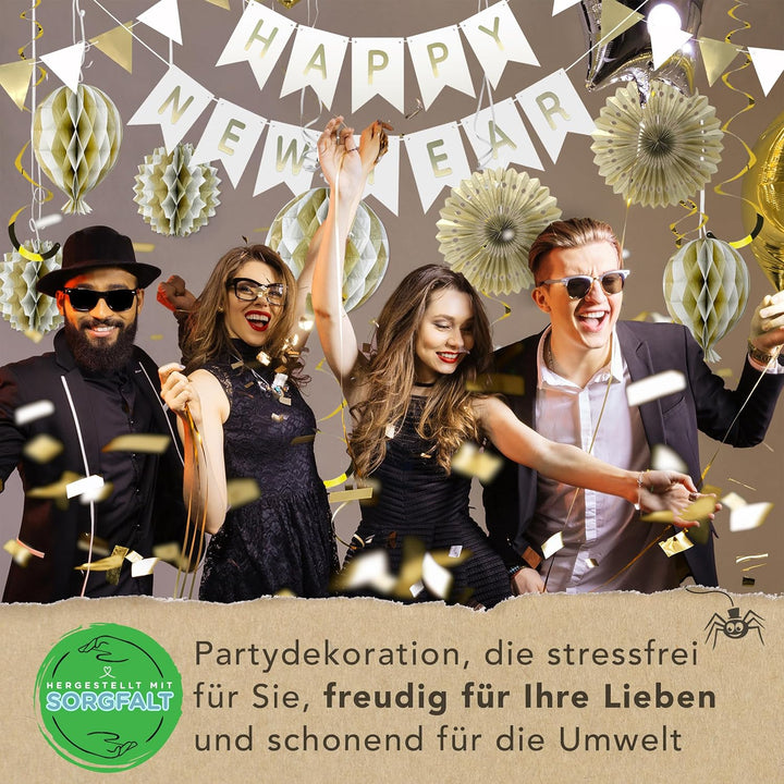 Premium Wiederverwendbare Geburtstagsdeko Frauen Mann - Weiss Gold Deko Geburtstag Frau Mann / Party