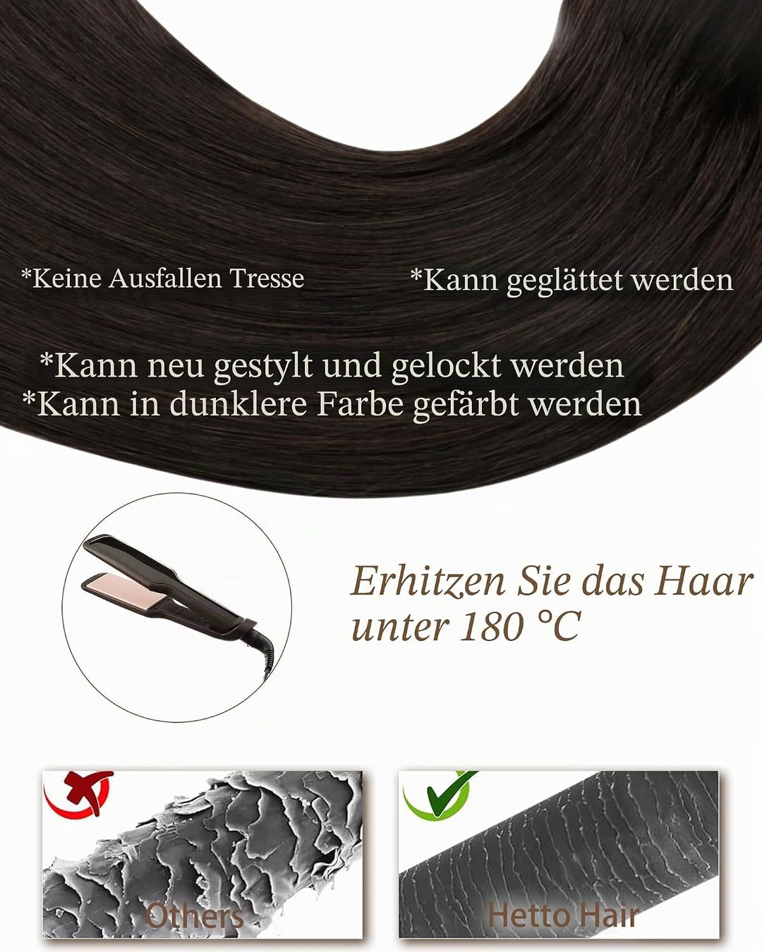 Hetto Braun Echthaar Tressen Extensions Remy Tressen Echthaar Extensions Naturlich Tressen Echthaar