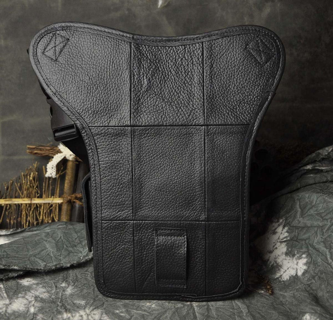 Le'aokuu Herren Echtes Leder Tasche Beinbeutel Beintasche Aussenbeintasche Hüfttasche Drop Leg Thigh