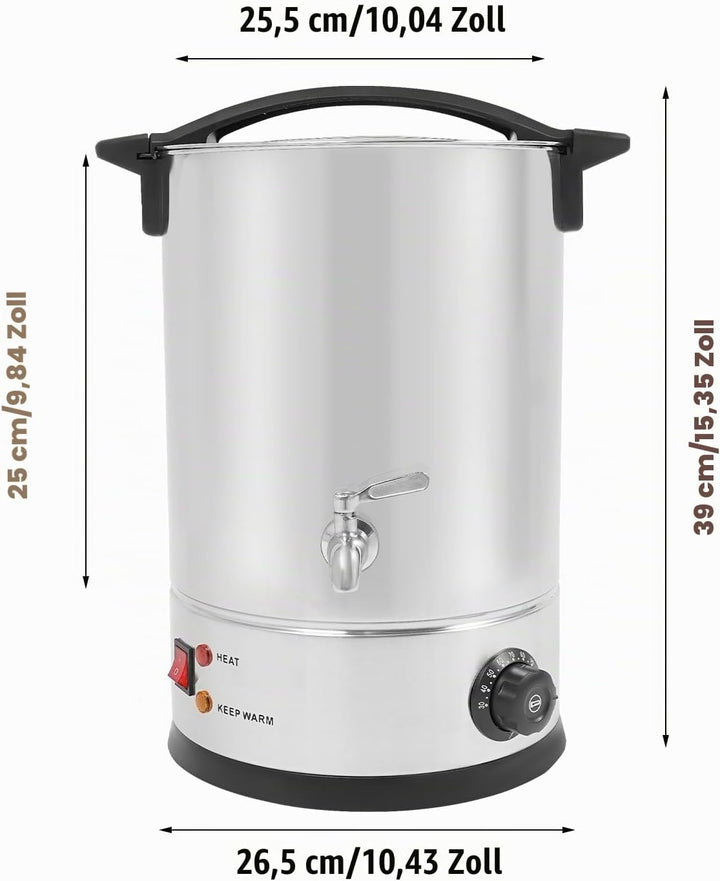 Cutycaty 8L/10L/12L/15L Wachsschmelzer für Kerzen 1800W Elektrischer Wachsschmelzofen aus Edelstahl