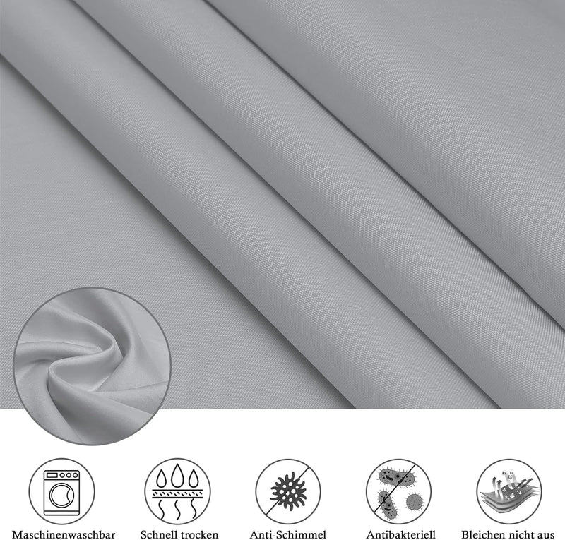 EurCross Duschvorhang Überlänge 200x240 Grau Textile Polyester Badvorhang, Wasserdicht und Trocknet