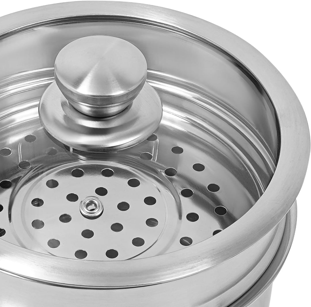 Edelstahl Dampftopf, 2-Ebenen-Mehrzweck-Dampfkochtopf mit Dämpfkorb, Deckel, 2L Dampfkocher für klei