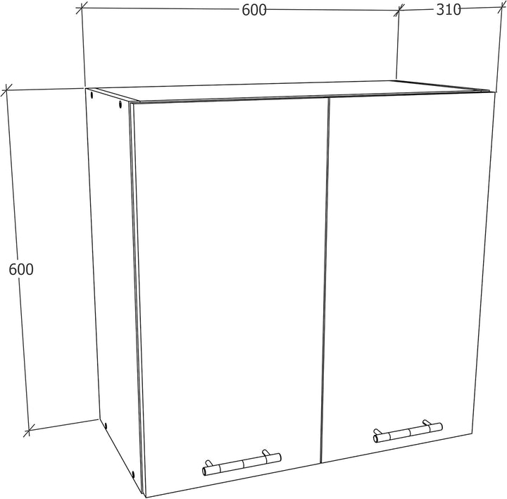 VCM Küchenschrank Breite 60 cm Holztür Hängeschrank Küche Küchenmöbel Esilo Weiss/Sonoma-Eiche Weiss