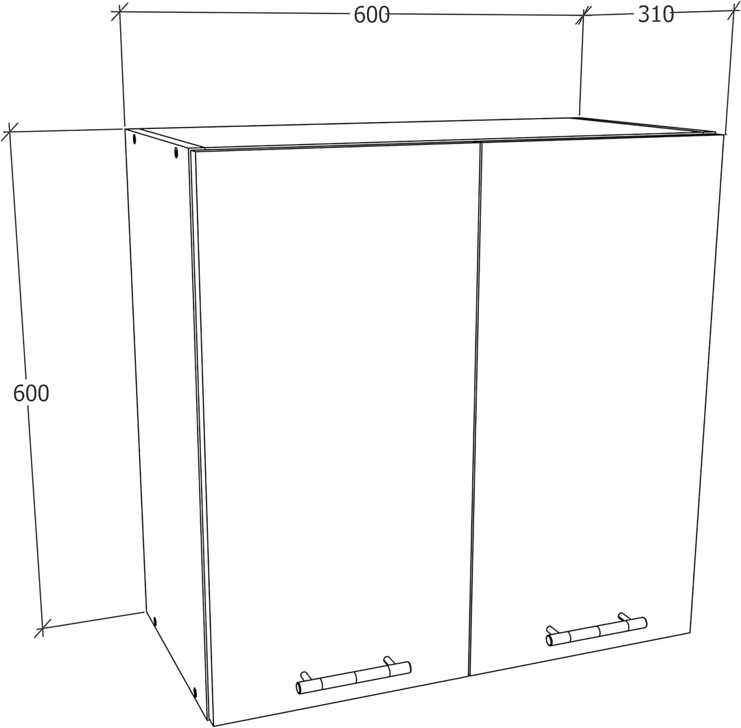 VCM Küchenschrank Breite 60 cm Holztür Hängeschrank Küche Küchenmöbel Esilo Weiss, Weiss
