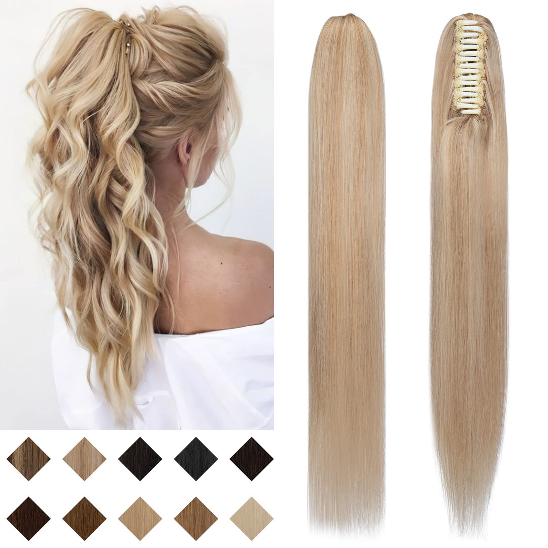 SEGO Ponytail Haarteil Echthaar Zopf Extension mit Klammer Clip in Pferdeschwanz Haarverlängerung 10