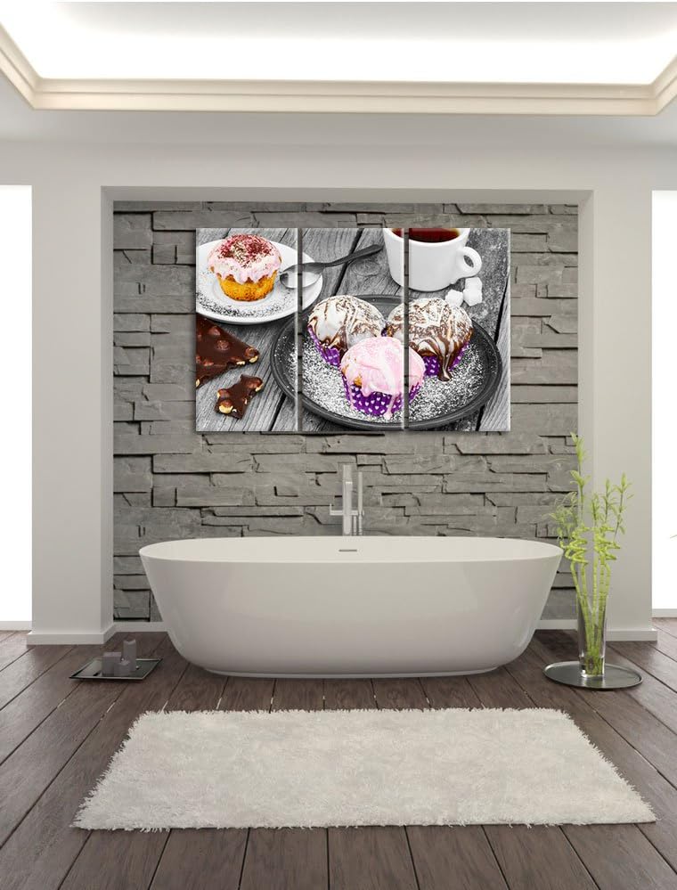 Pixxprint Köstliche Cupcakes als Leinwandbild/Grösse: 3 Teilig (120x80) cm/Wandbild/Kunstdruck/ferti