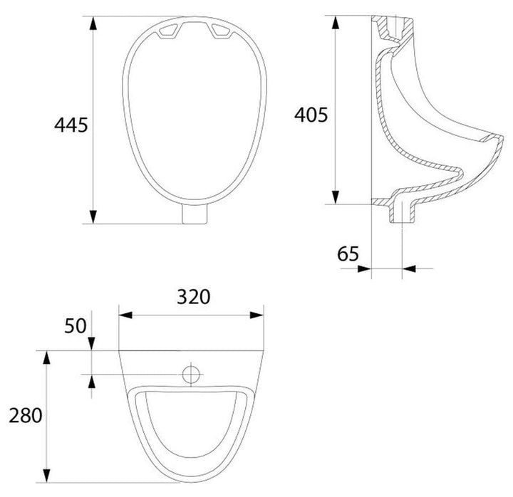 VBChome SET Urinal Zulauf Oben Weiss Modern Hochwertig Keramik Pinkelbecken senkrecht Pissoir + Spül
