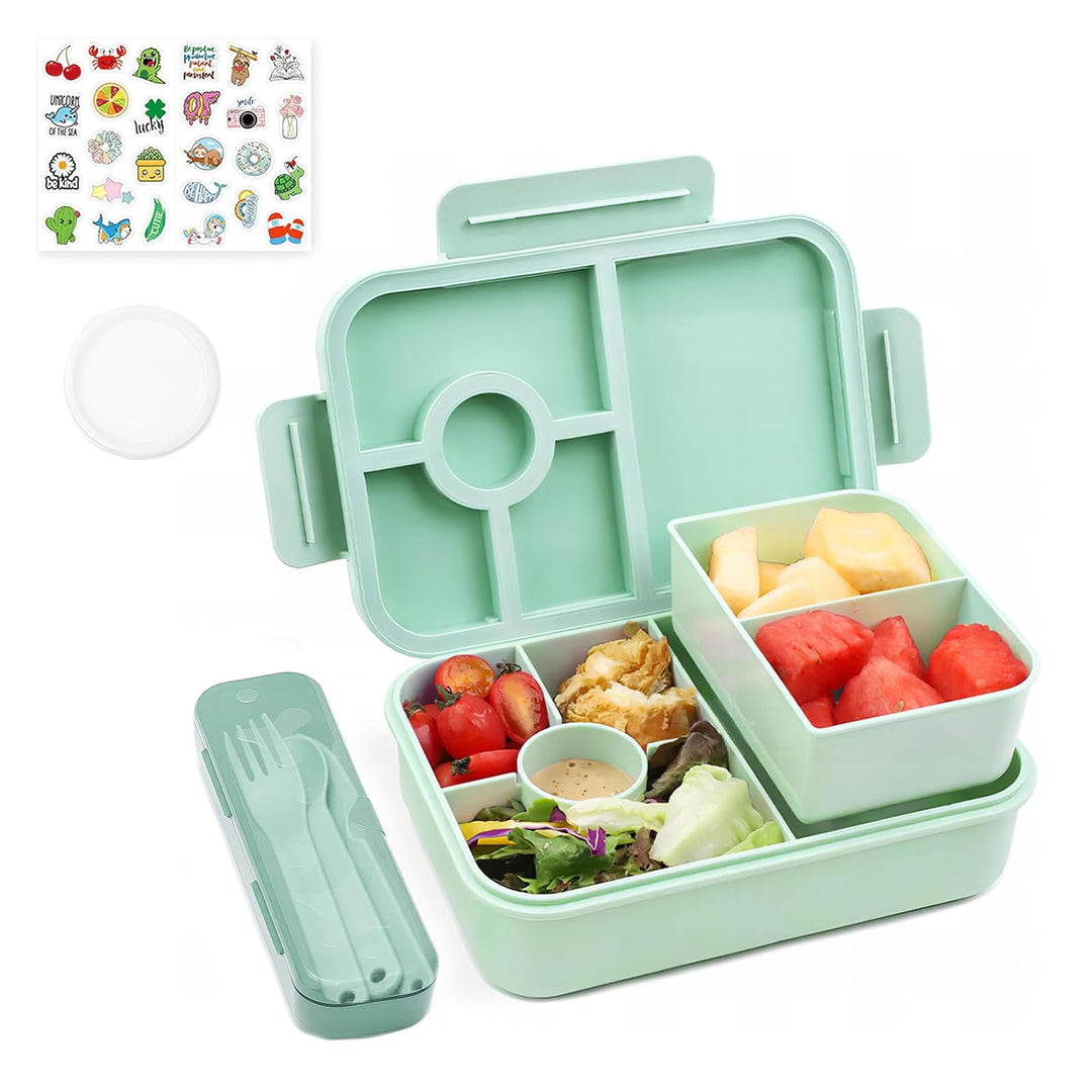 Bugucat Brotdose Kinder mit Fächern 1300ML, Lunchbox Kinder Auslaufsicher mit 5 Fächern, Bento Box L