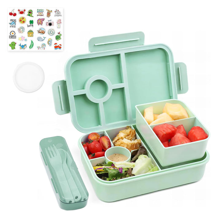 Bugucat Brotdose Kinder mit Fächern 1300ML, Lunchbox Kinder Auslaufsicher mit 5 Fächern, Bento Box L