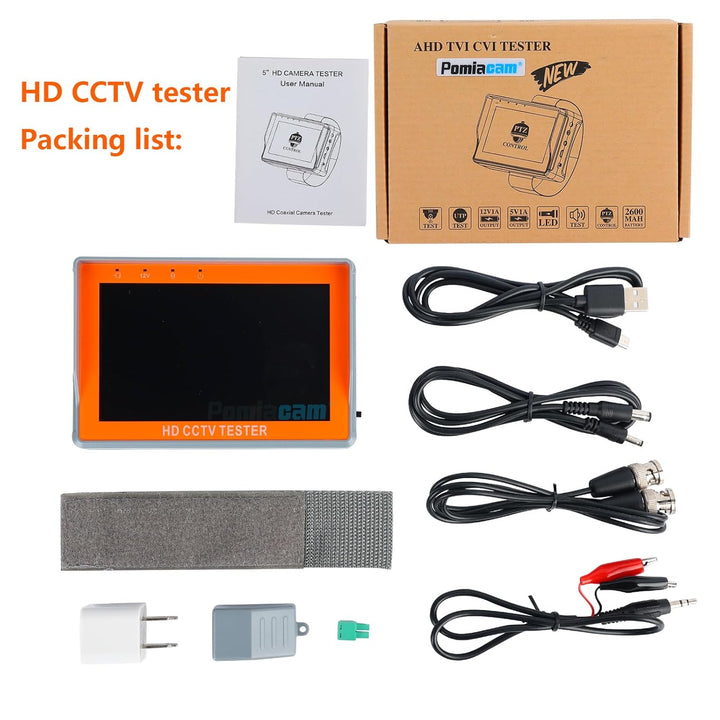 POMIACAM 4 in 1 CCTV Tester Support 720P/1080P/3mp/4mp/5mp/8MP AHD, TVI, CVI & CVBS Analog Camera, S
