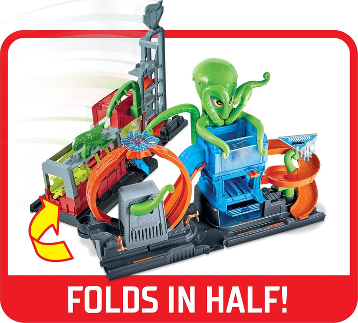 Hot Wheels HBY96 - City Color Reveal Ultimative Auto-Waschanlage Spielset mit Wassertanks und 1 Farb