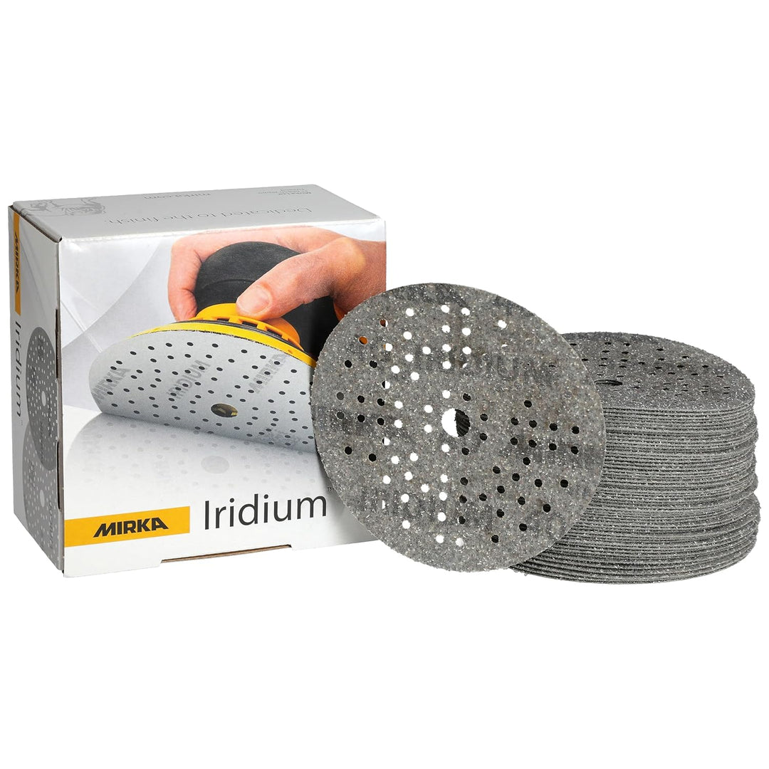 Mirka Iridium Premium-Schleifpapier Ø 125mm Klett 89-Loch, Korn 40, 50 Stk/Zum Schleifen von Lack, S