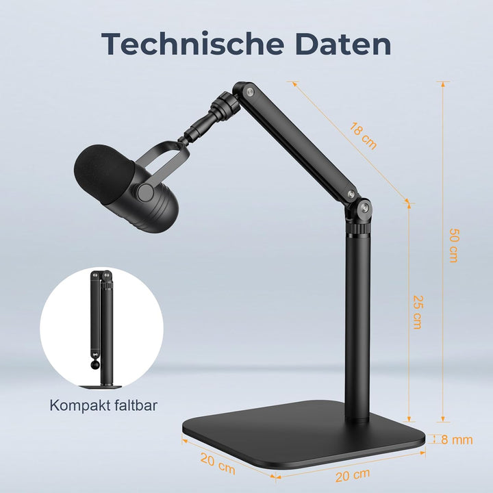 Tischhalterung Mikrofonständer Verstellbarer Montagearm mit 1/4"-3/8"-5/8" Mehrfachgewinde für Blue