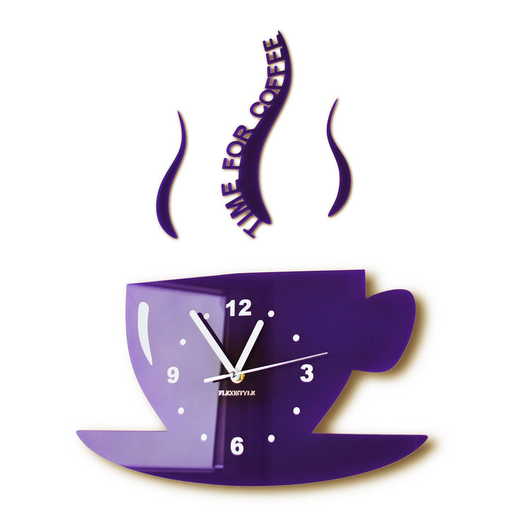 TASSE Time for coffee (Zeit für Kaffee) Moderne Küche Wanduhr lila 3d römisch, wanduhr deko Purple (