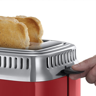 Russell Hobbs Toaster [für 2 Scheiben] Retro Edelstahl Rot (Countdown-Anzeige im Retrodesign, inkl.