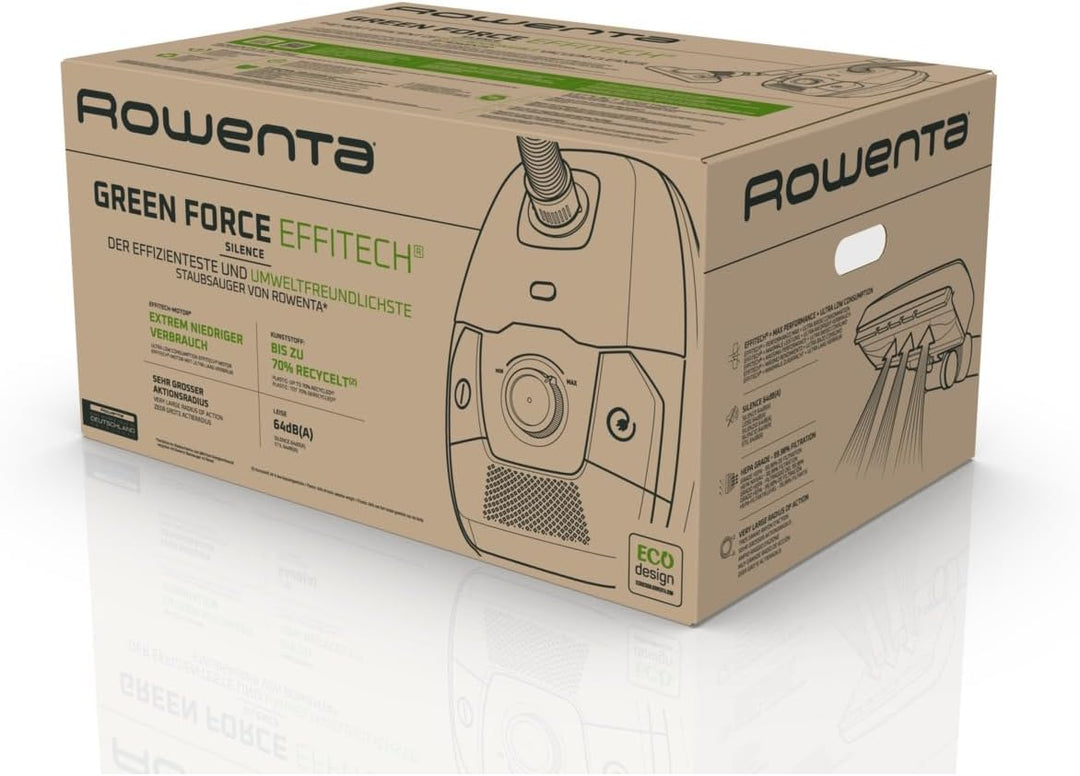 Rowenta RO6189 Green Force Effitech Total Clean Bodenstaubsauger mit Beutel | 400 Watt | 4,5 L Staub