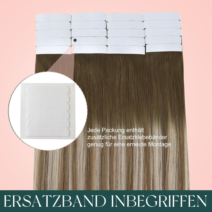 Easyouth Tape in Extensions Echthaar Braun Tape in Haarverlangerung Remy Tape Extension Echthaar Bal