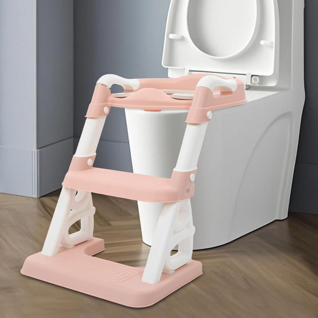 Toilettensitz kinder, Toilettensitz Toilettentrainer mit Treppe und Griffen, Höhenverstellbar Faltba