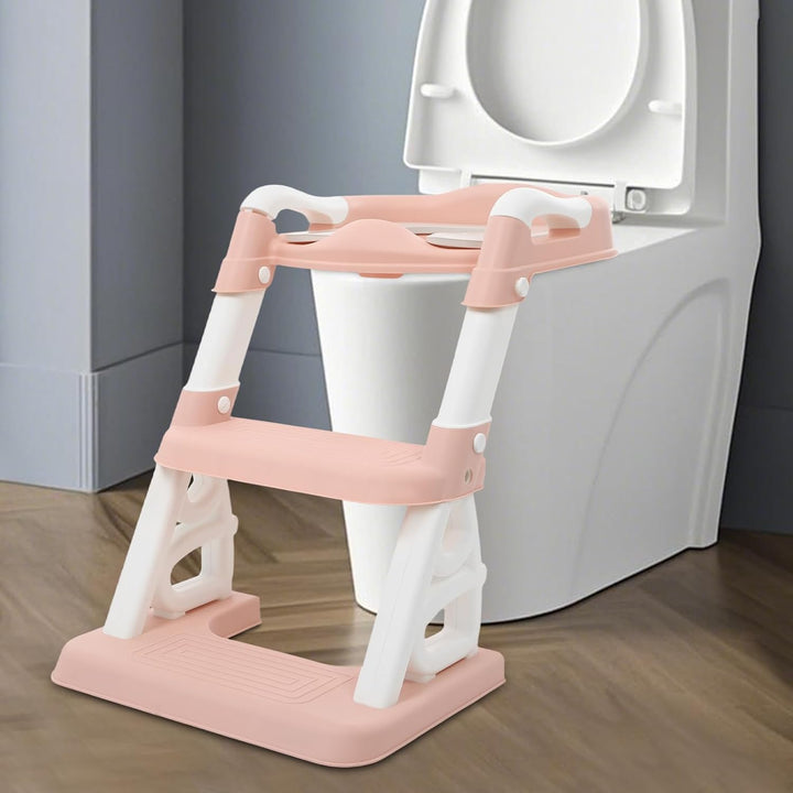 Toilettensitz kinder, Toilettensitz Toilettentrainer mit Treppe und Griffen, Höhenverstellbar Faltba