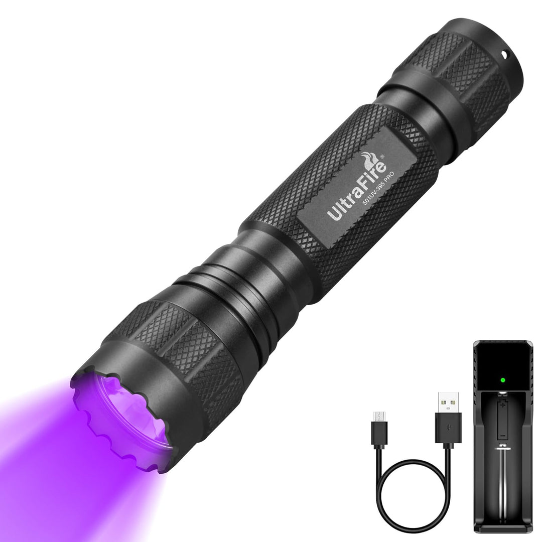 UltraFire UV Taschenlampe 395-405nm Schwarzlicht, 10W Single Mode UV LED Taschenlampe, Kleine Ultrav