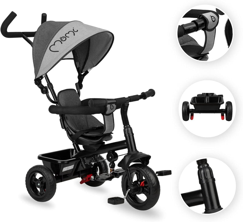 MoMi IRIS 5-in-1 Kinder-Dreirad mit Buggy-Funktion, für Kinder ab 9. Lebensmonat bis zu 5 Jahren, 36