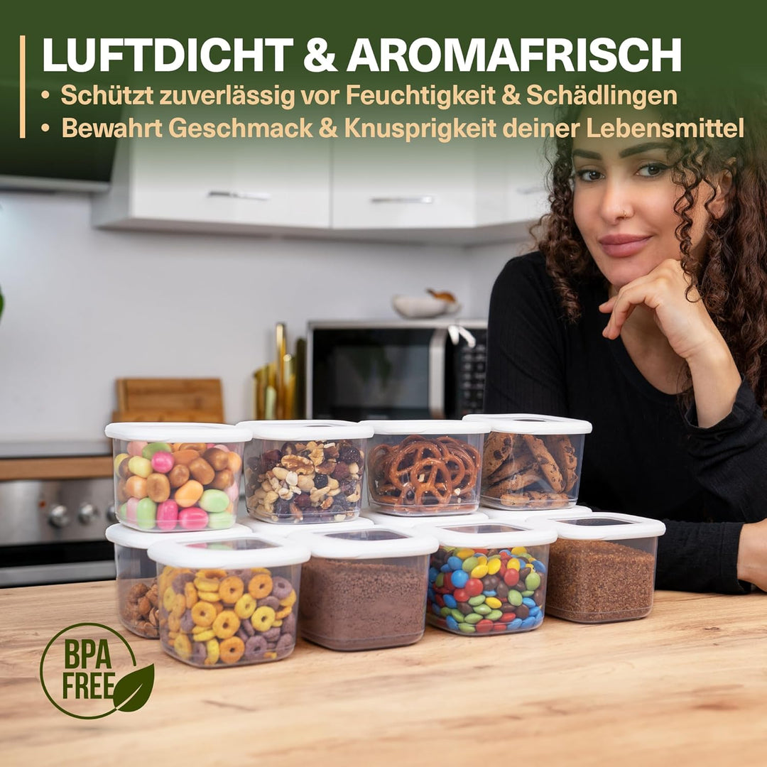 Vorratsdosen mit Deckel Luftdicht, 12er Vorratsbehälter Set BPA-Frei, Vorratsdose zur Müsli Mehl Auf