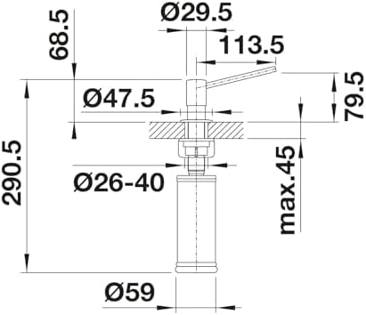 BLANCO TORRE Spülmittelspender PVD steel | Passend zu allen BLANCO-Küchenarmaturen | Bequem von oben