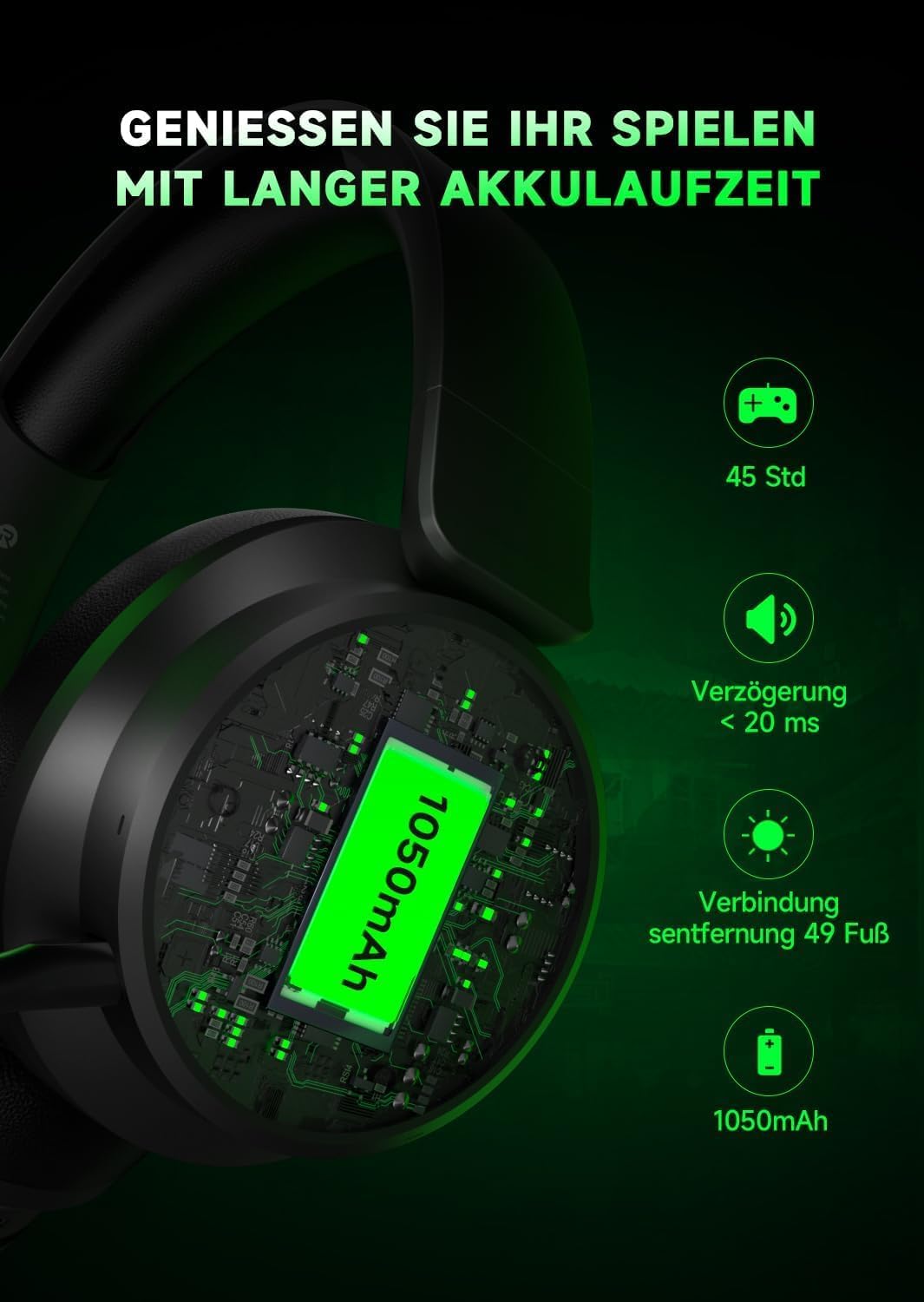 Wireless Gaming Headset für Xbox Series X|S, Xbox One, PS5, PS4, Noise Cancelling Bluetooth 5.3 Kabe