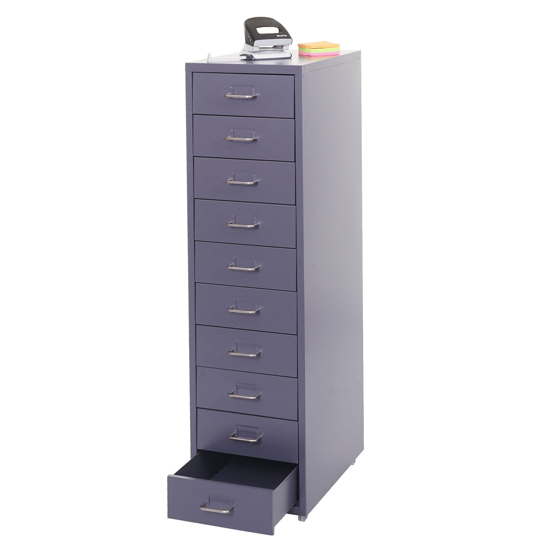 Mendler Rollcontainer Boston T851, Schubladenschrank Stahlschrank, 110x28x41cm 10 Schubladen - dunke