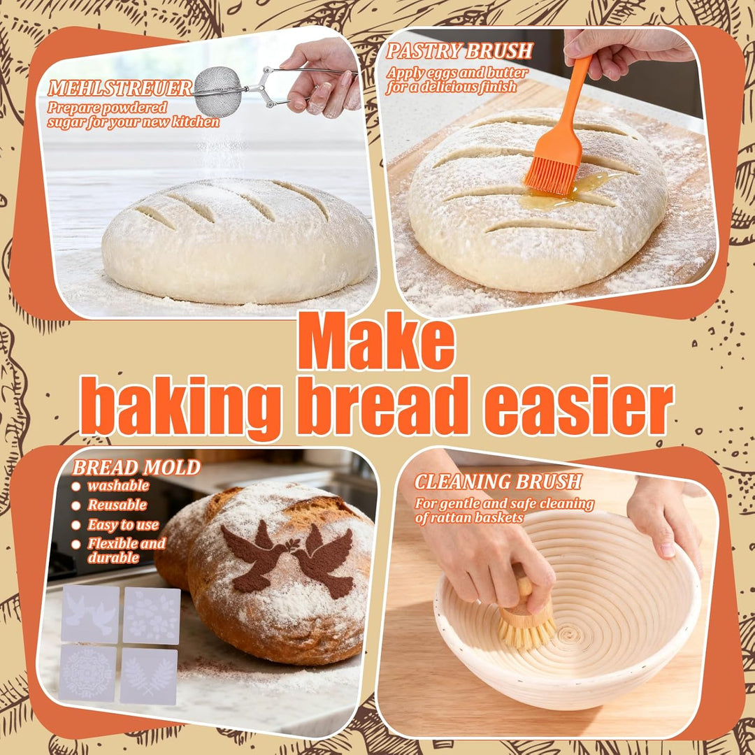 Brot Backen Zubehör, Gärkörbchen Für Sauerteig Starter Set, Gärkorb Brot Brot Backen Mit Sauerteig S
