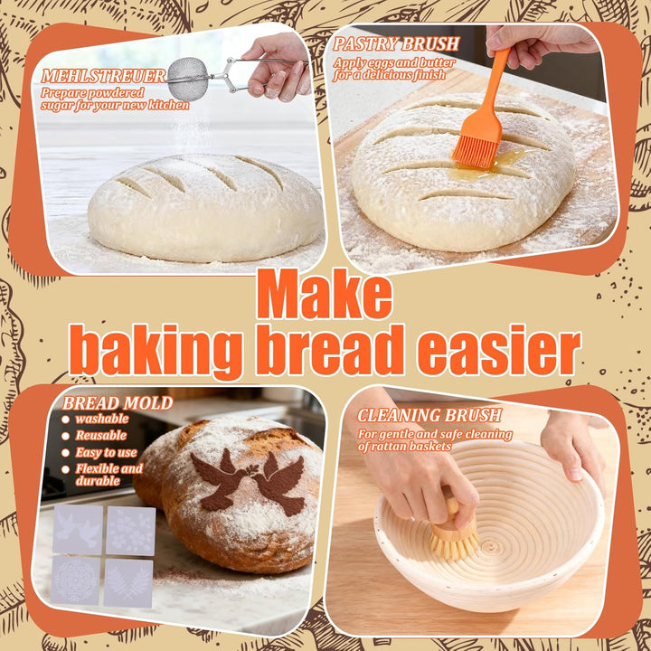 Brot Backen Zubehör, Gärkörbchen Für Sauerteig Starter Set, Gärkorb Brot Brot Backen Mit Sauerteig S