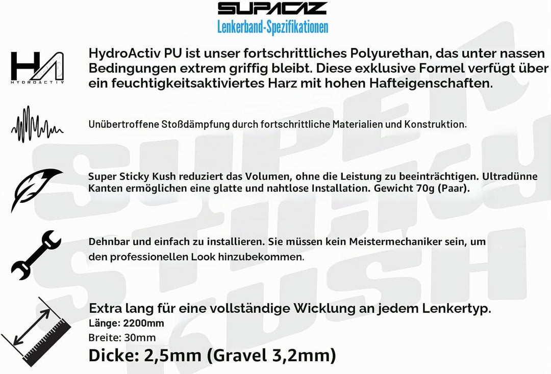 Supacaz Et Race One BT-22 Super Sticky Kush Ruban de guidon/guidoline Rouge