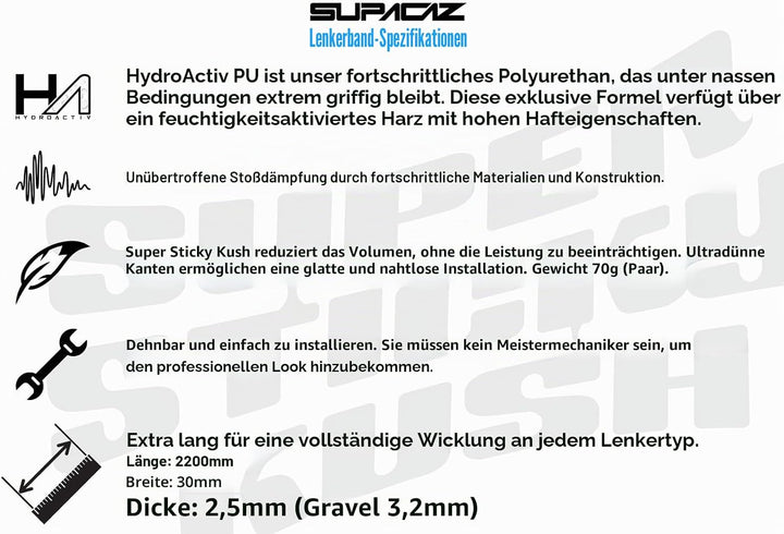 Supacaz Et Race One BT-22 Super Sticky Kush Ruban de guidon/guidoline Rouge