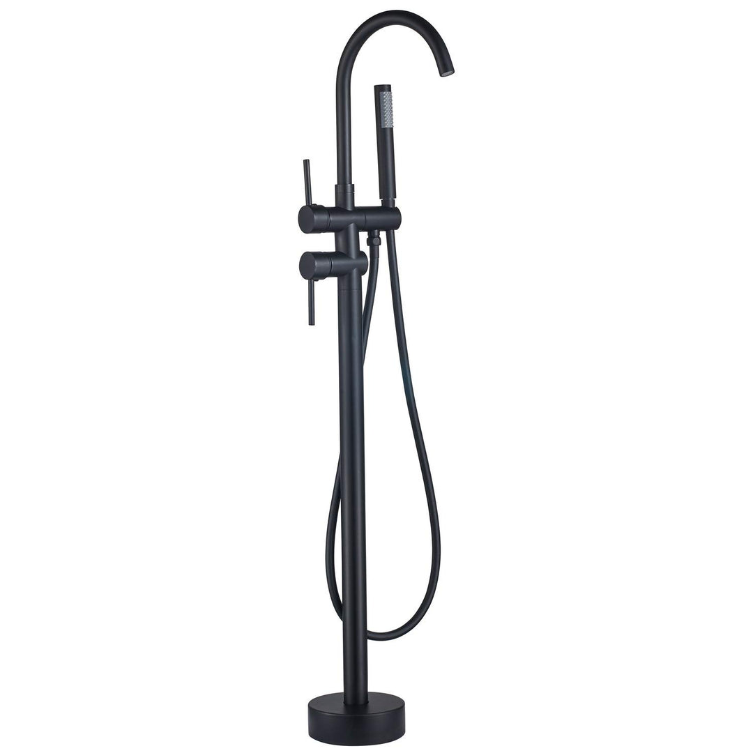 SHUNLI Badewannenarmatur Wannenbatterie Badewannenhahn mit Handbrause Badewanne Wasserhahn (Schwarz)