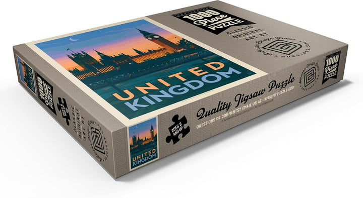Vereinigtes Königreich: Westminster-Palast, Vintage Poster - Premium 1000 Teile Puzzle - MyPuzzle So
