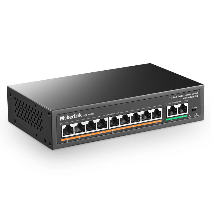 MokerLink 11 Port Poe Switch with 9 Port Poe+, 2 Fast Ethernet UpLink, 100Mbps, 120W 802.3af/at Poe,