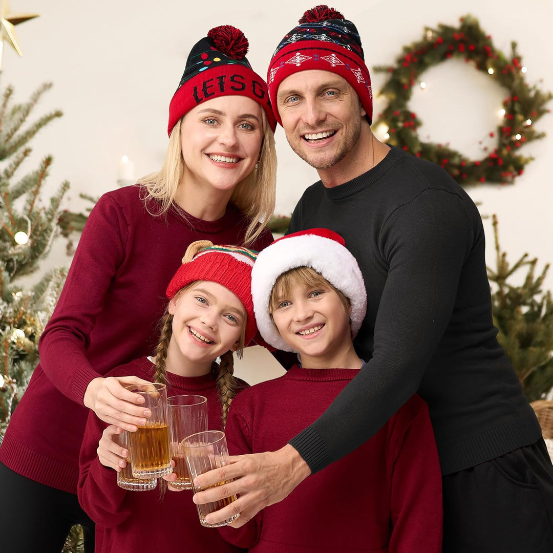 Giggling Getup Weihnachtsmütze, Premium-Weihnachtsmütze, Plüsch-Weihnachtsmütze aus rotem Samt mit B