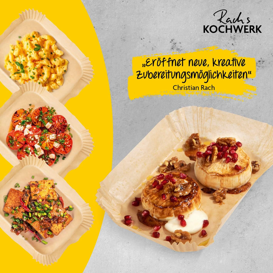 RACHS KOCHWERK Backpapier für Heissluftfritteuse 2er-Set | 4,5 Liter & 9 Liter | Backpapierschale an