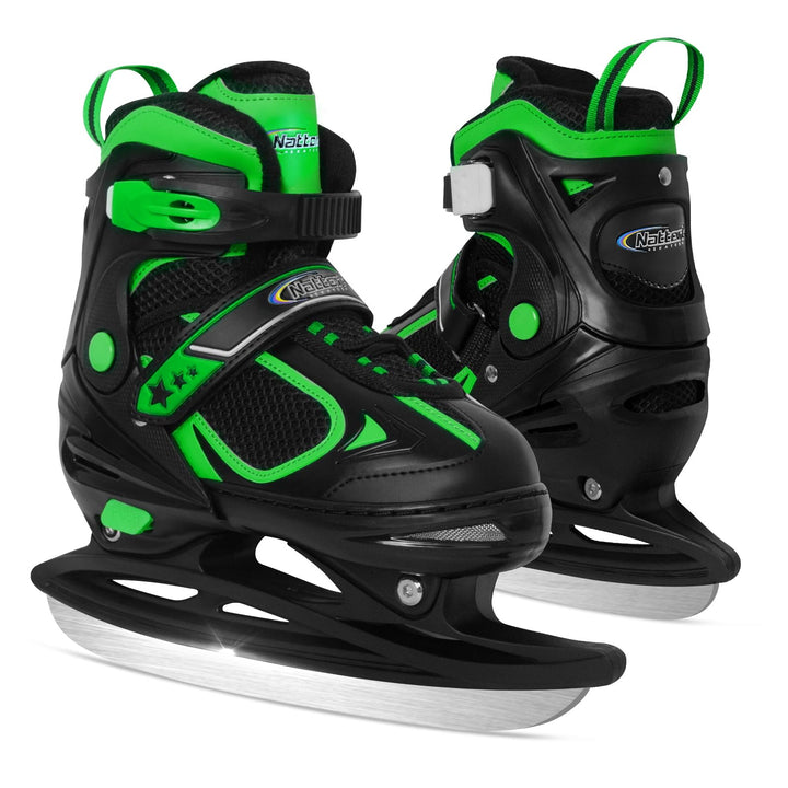 Nattork Schlittschuhe Kinder - 4 Grösse Verstellbare Eislaufschuhe Kinder Jugendliche, Ice Skates Mi