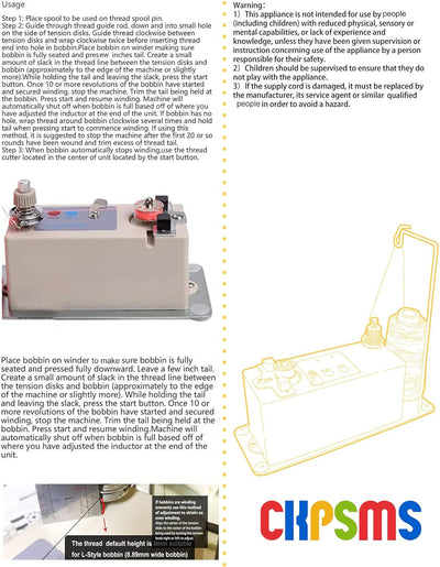 ckpsms Marke - 220 V automatischer Spulenwickler und Gewindeständer für 1/4 "(6 mm) Mittellochspulen