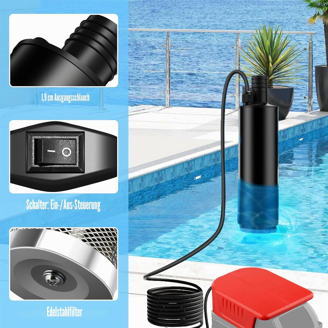 Tauchpumpe Kompatibel Mit Einhell, Wasserpumpe Für Einhel, Tauchpumpe Für Einhells 24v Akku, Schmutz
