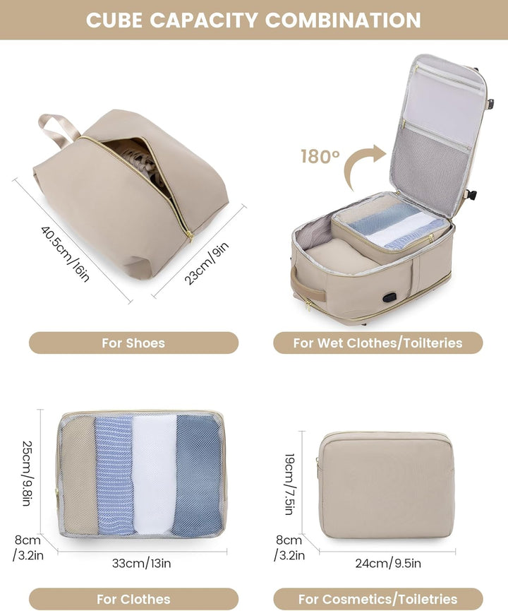 LOVEVOOK Reiserucksack Damen Gross 40L Handgepäck Tasche für Flugzeug 17.3 zoll Laptop Reisetasche W