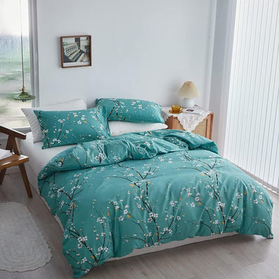 OLDBIAO Bettwäsche 200x200 cm Set, Blau Mikrofaser Bettbezug 200x200cm und Kissenbezüge 80x80cm, Äst